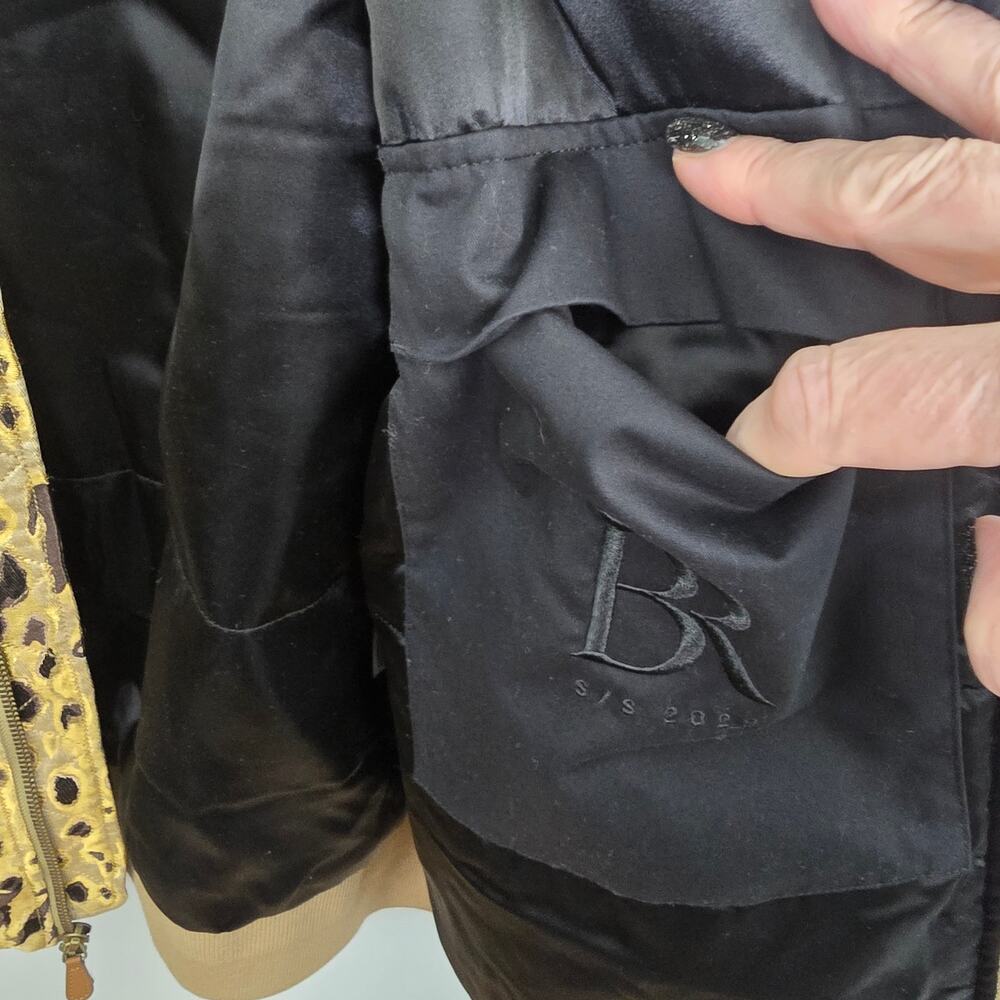 Banana Republic Leopard Metallic Bomber Jacket Black Gold Womens XL NWT - Picture 9 of 12